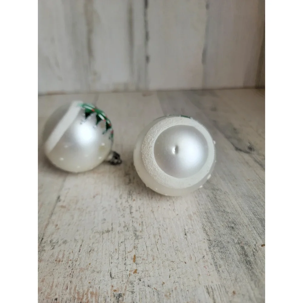 Vintage mini Xmas tree ball glass glitter ornament set unique silver